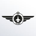 Air force badge with wings and star. Army and military emblem. Airforce logo. Vector illustration.